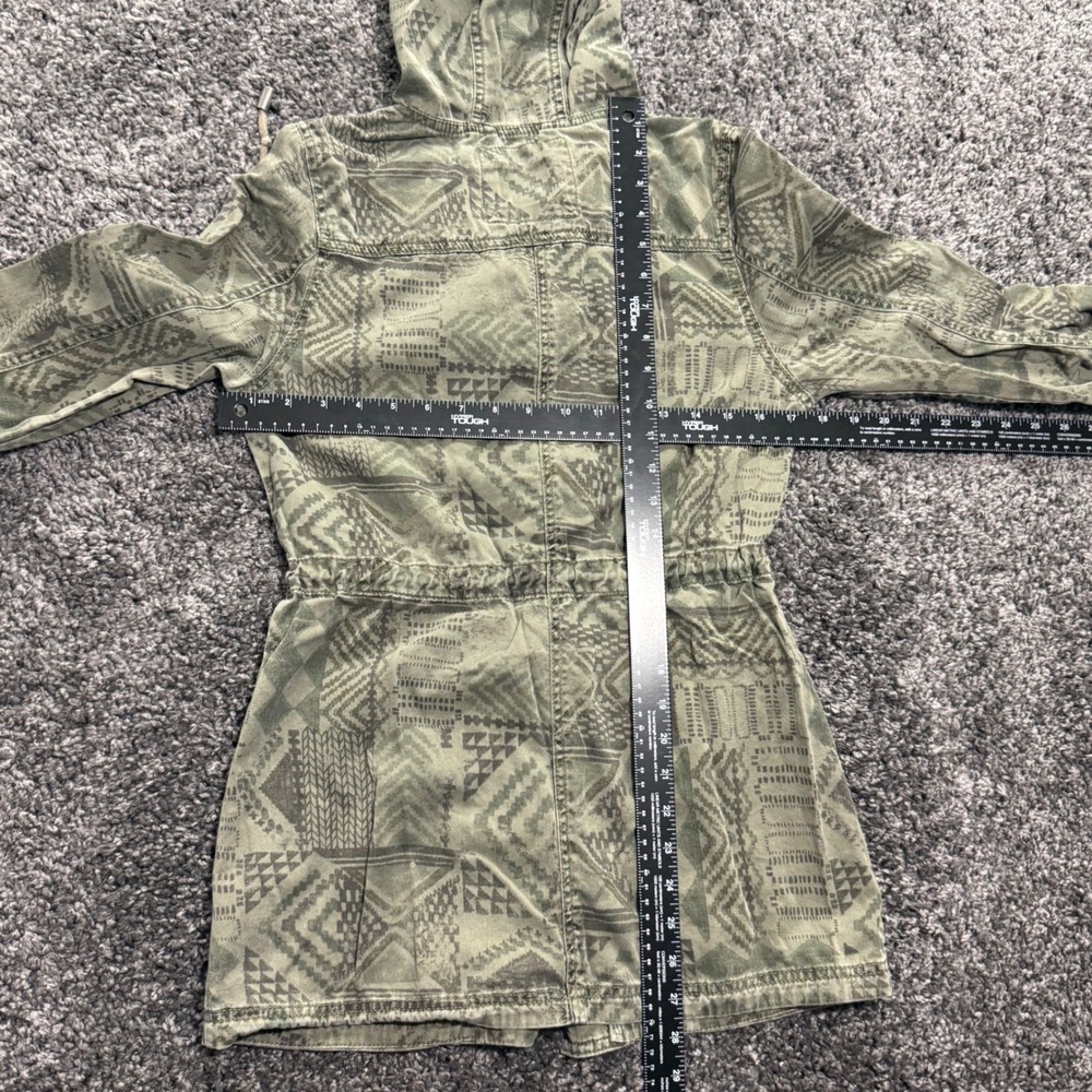 Boho Mossimo Utility Jacket Womens Green Excellent Tribal Print Hooded Small - Picture 5 of 5